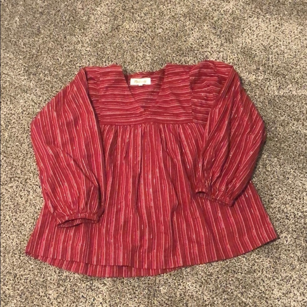 Madewell swingy peasant top in metallic stripe